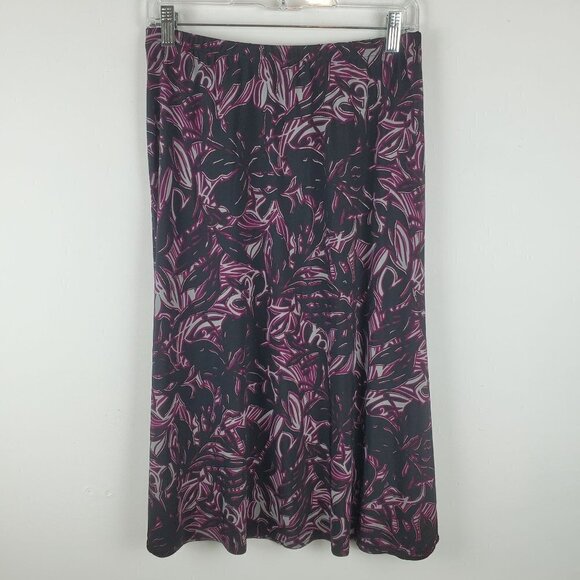 Chico's Skirt Womens 1 US 8 Black Purple Slinky Pull on Wrinkle resistant Silver - Picture 11 of 11
